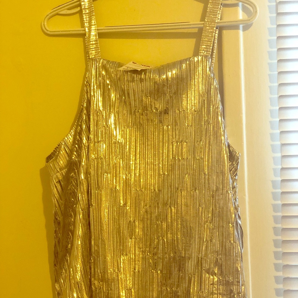 Shiny silver tank top